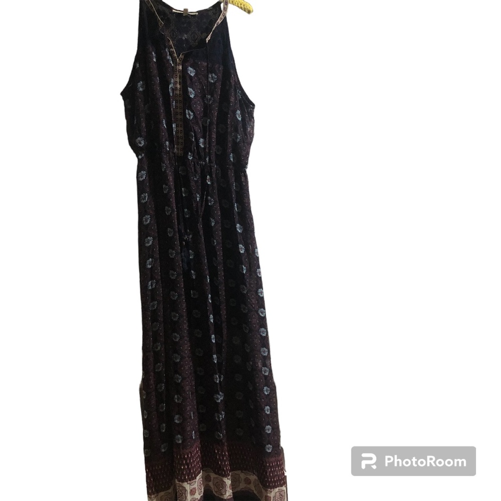 Anthropologie Women’s Floral Navy Print Maxi Dress Large Sleeveless Daniel Rainn